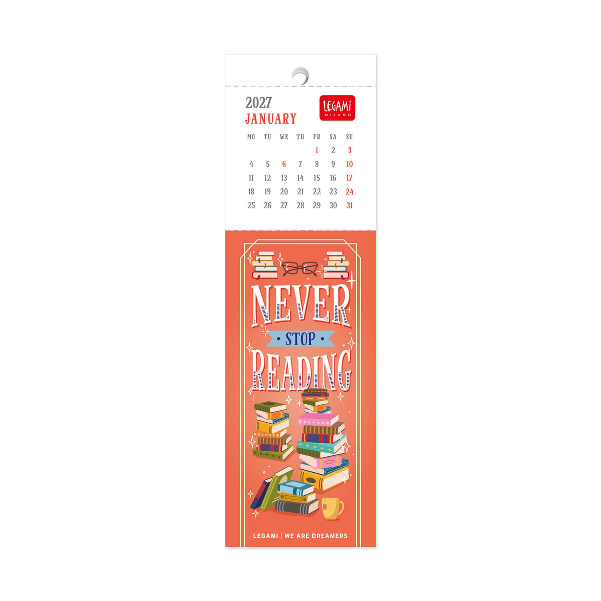Legami - Kitap Lover's 2027 Kitap Ayracı Takvim - 5,5 x 18 cm