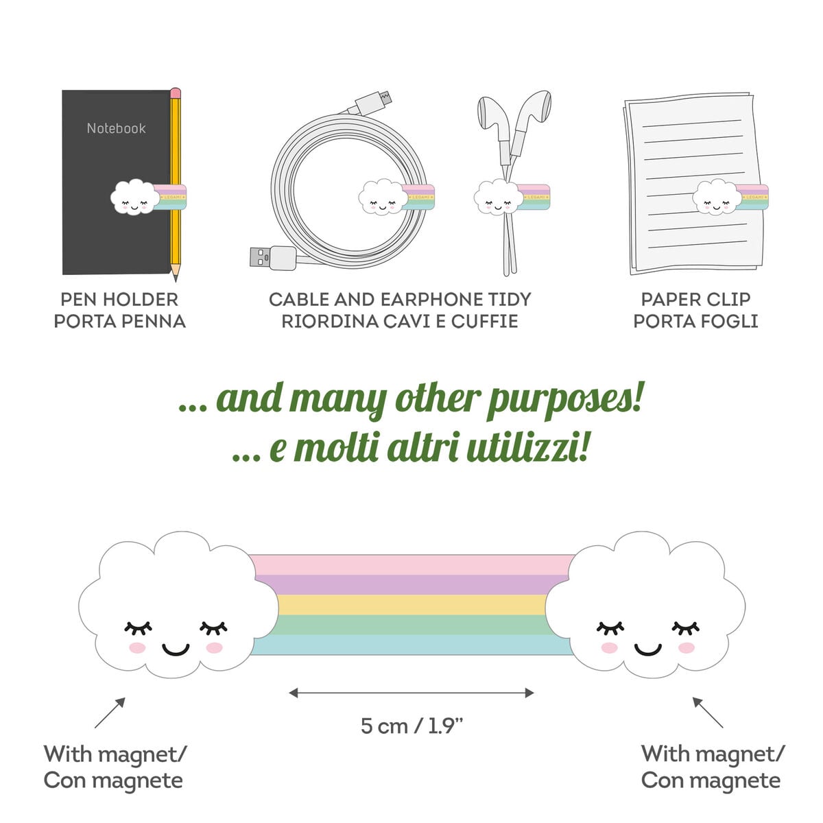 Legami - Rainbow Magnetic Clip - Magnetic Clip