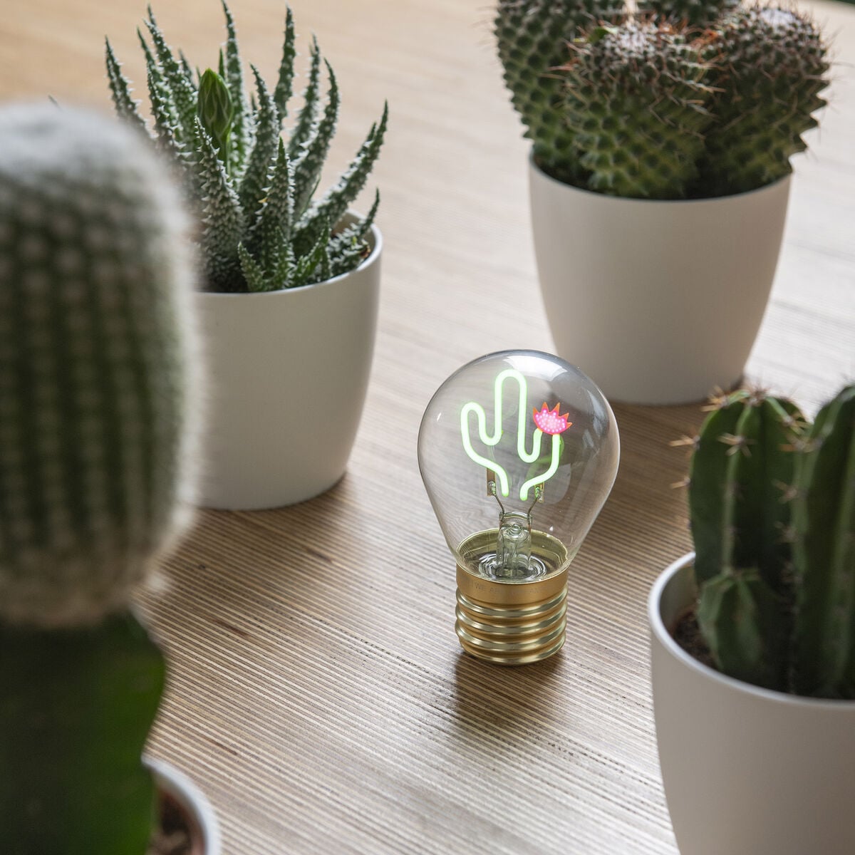 Legami - Decorative Lightbulb-Shaped Table Lamp - Cactus - Bulb Fiction