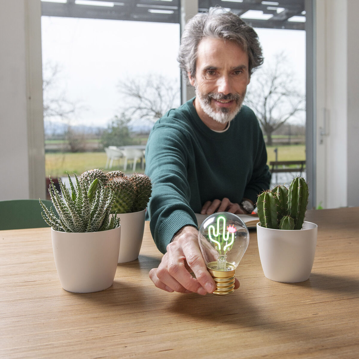 Legami - Decorative Lightbulb-Shaped Table Lamp - Cactus - Bulb Fiction