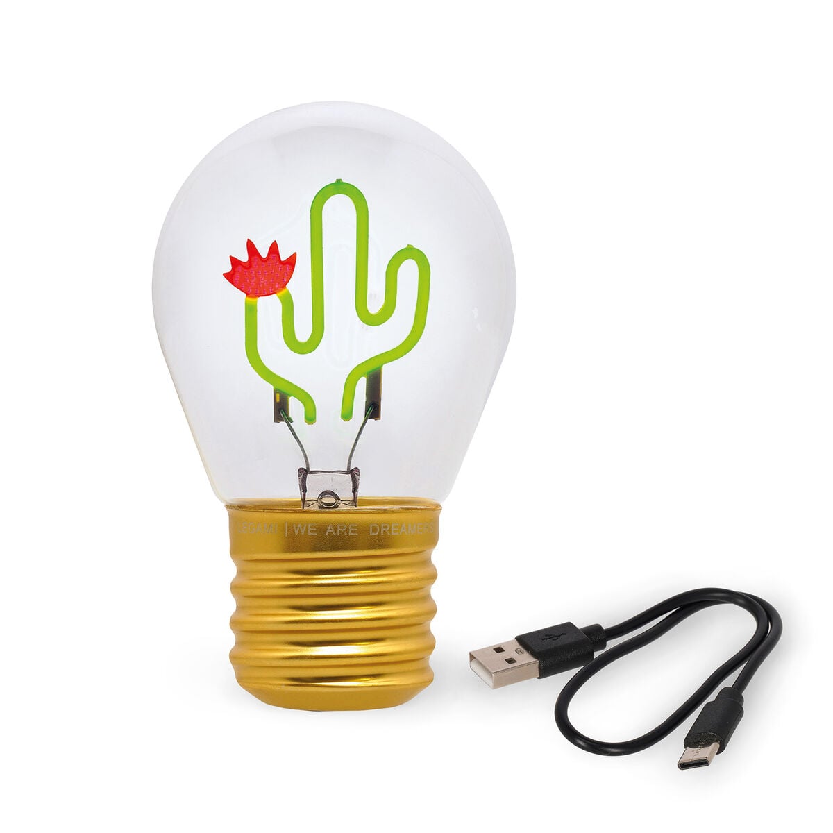 Legami - Decorative Lightbulb-Shaped Table Lamp - Cactus - Bulb Fiction