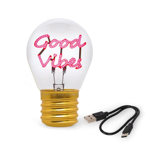 Legami - Dekoratif Lightbulb-Shaped Table Lamp - Good Vibes - Bulb Fiction