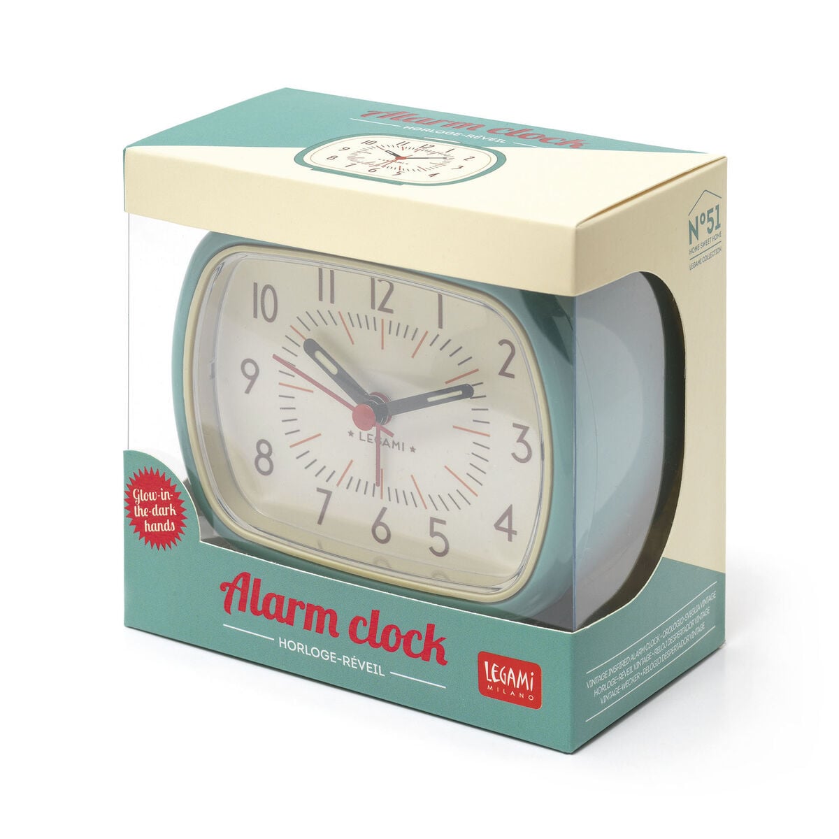 Legami - Vintage Inspired Alarm Clock - Aqua - Retro Alarm Clock