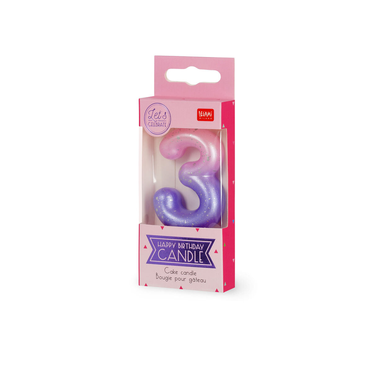 Legami - Pink Doğum Günü Cake Candle - 3 - Mutlu Doğum Günü Candle