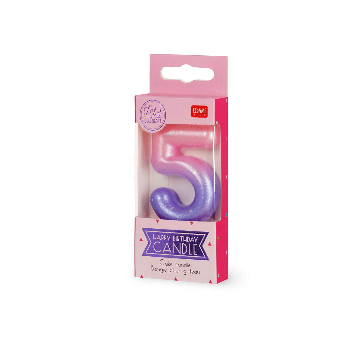 Legami - Pink Doğum Günü Cake Candle - 5 - Mutlu Doğum Günü Candle
