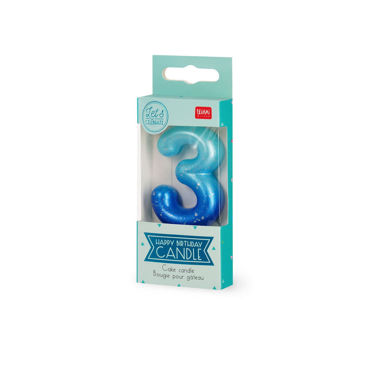 Legami - Blue Birthday Cake Candle - 3 - Happy Birthday Candle