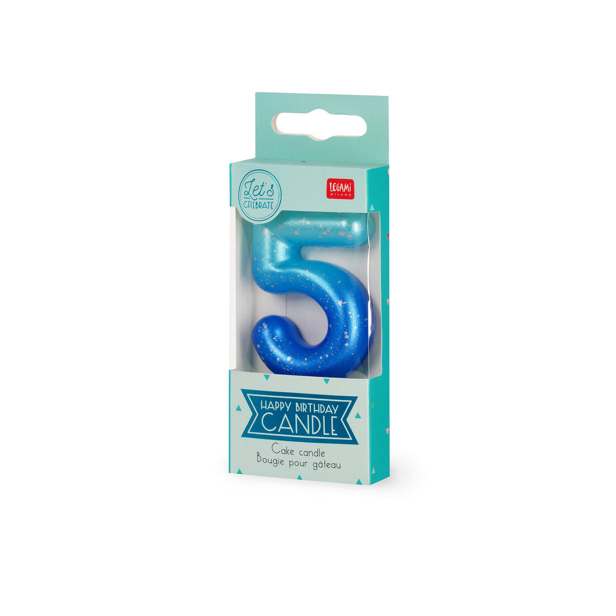 Legami - Blue Birthday Cake Candle - 5 - Happy Birthday Candle