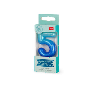 Legami - Blue Birthday Cake Candle - 5 - Happy Birthday Candle