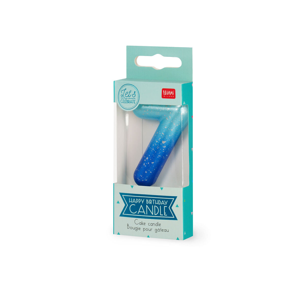 Legami - Blue Birthday Cake Candle - 7 - Happy Birthday Candle