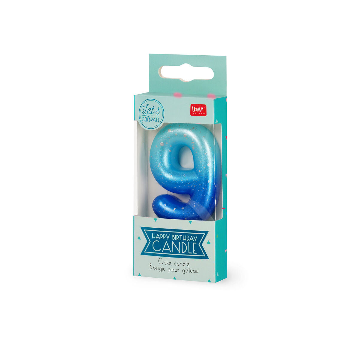 Legami - Blue Doğum Günü Cake Candle - 9 - Mutlu Doğum Günü Candle