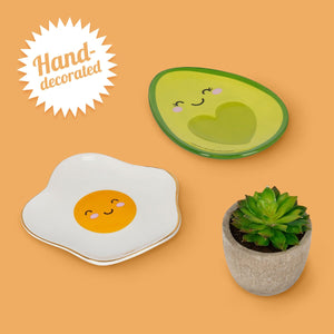 Legami - Hand-Decorated Ceramic Trinket Dish - Avocado - Rings &amp; Things