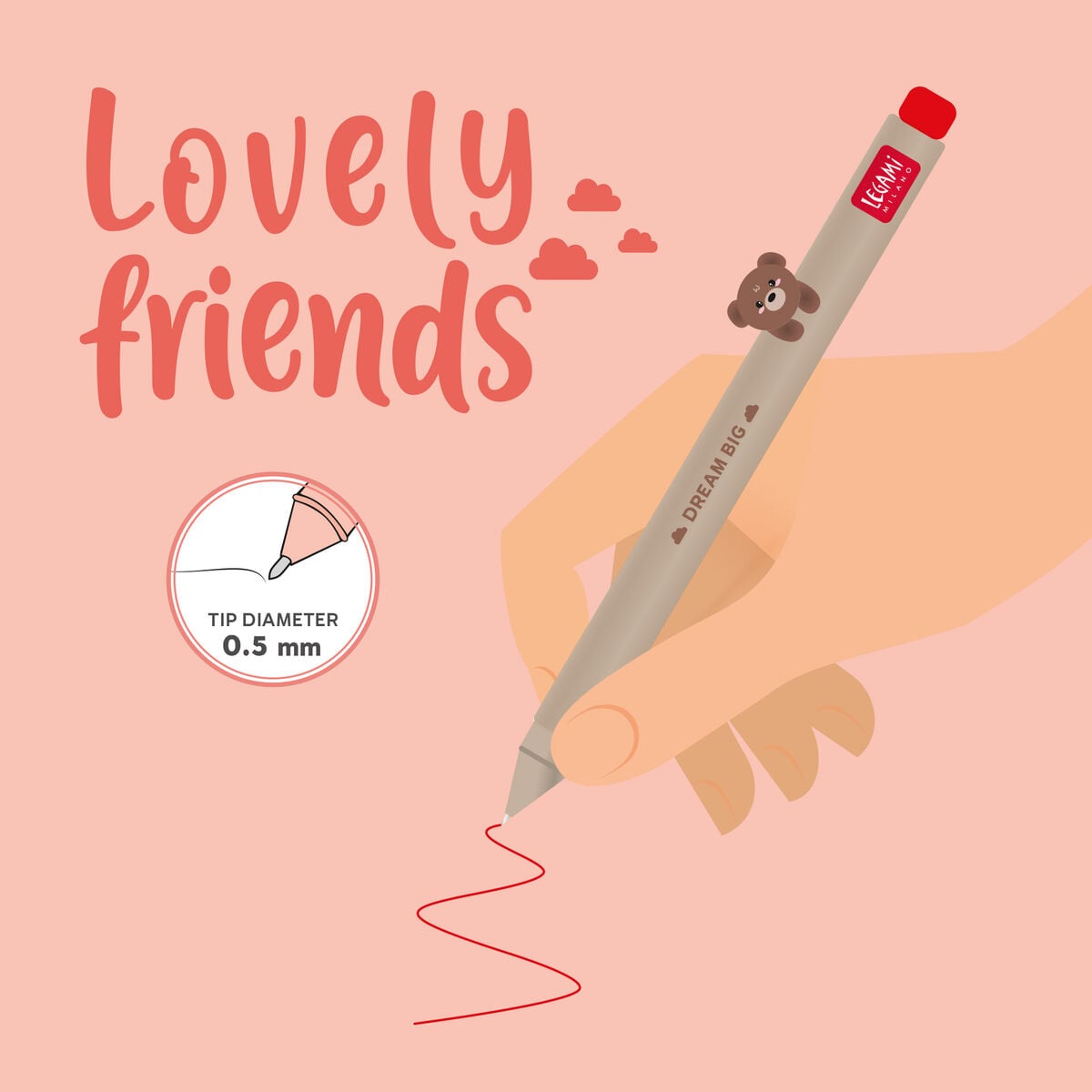 Legami - Kalem ile "Dream Big" Ayıcık Hayvan Süsü - Sevimli Arkadaşlar