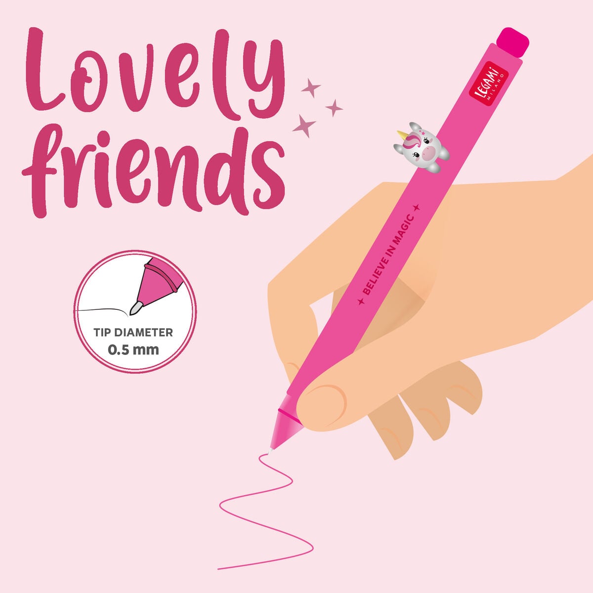 Legami - Pen "Believe in Magic" Unicorn Animal Figure - Cute Friends