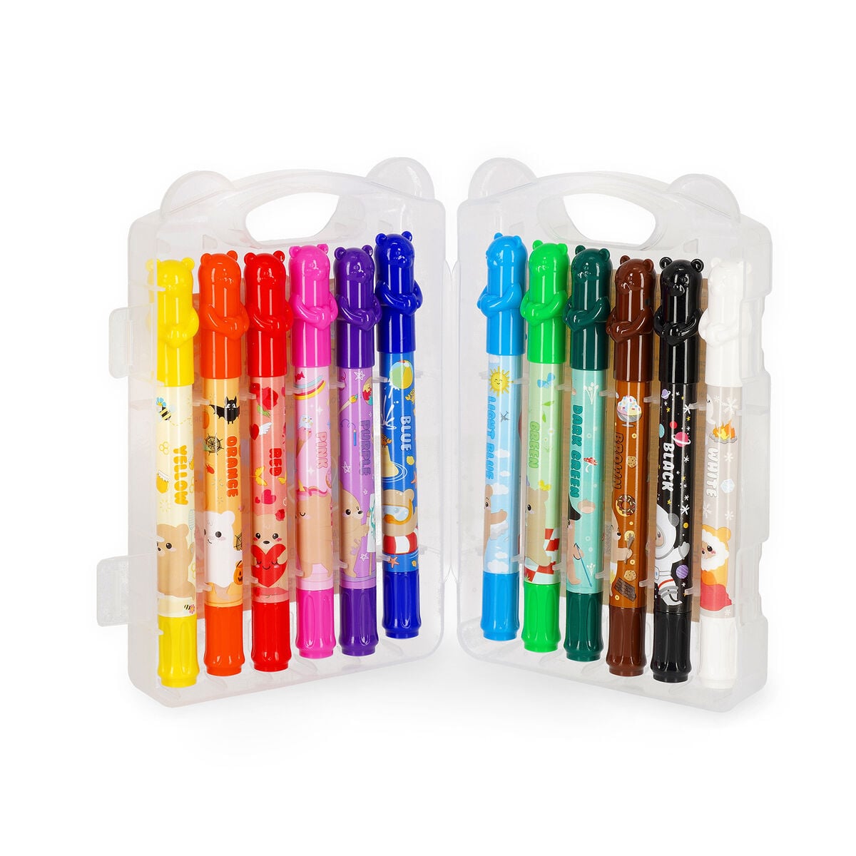 Legami - Set of 12 Twist-up Wax Crayons - Teddy Friends