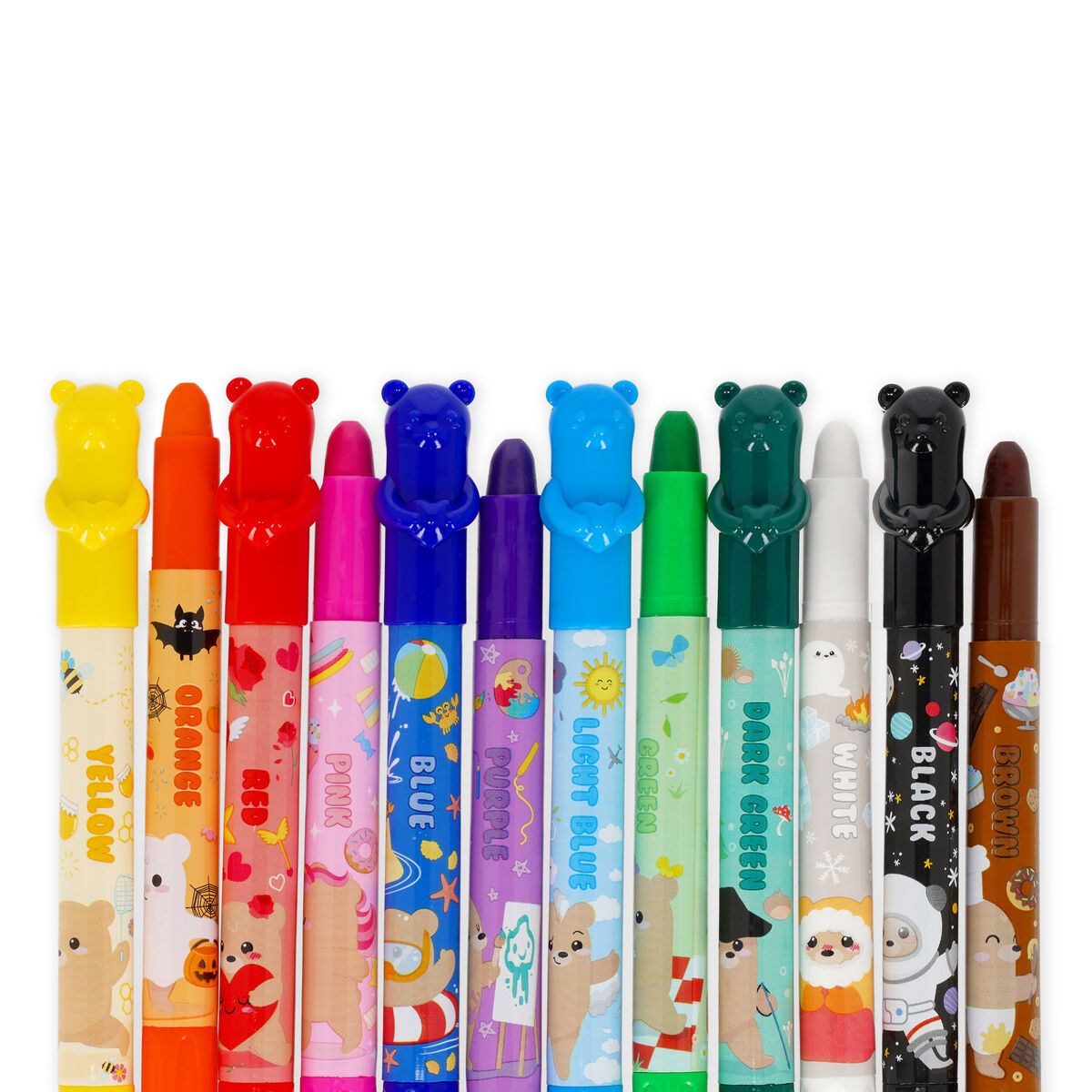 Legami - Set of 12 Twist-up Wax Crayons - Teddy Friends