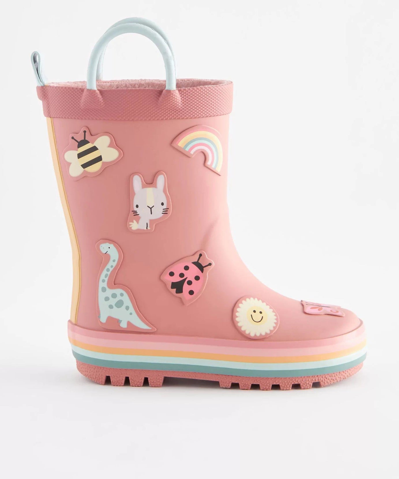 Dinossi - Soft Pembe Yumuşak Tabanlı Kız Çocuk Polarlı Yağmur Çizmesi - 28-Dinossi