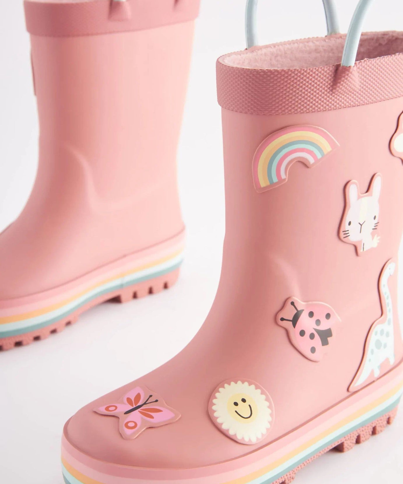 Dinossi - Soft Pembe Yumuşak Tabanlı Kız Çocuk Polarlı Yağmur Çizmesi - 28-Dinossi