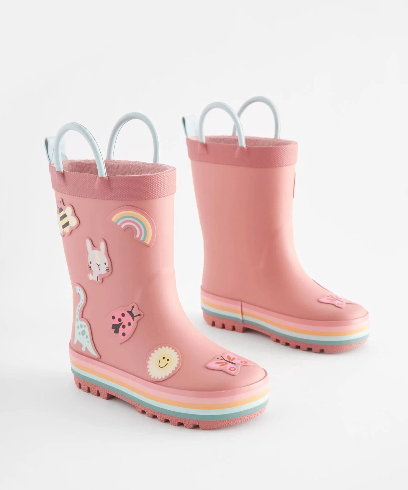 Dinossi - Soft Pembe Yumuşak Tabanlı Kız Çocuk Polarlı Yağmur Çizmesi - 28-Dinossi