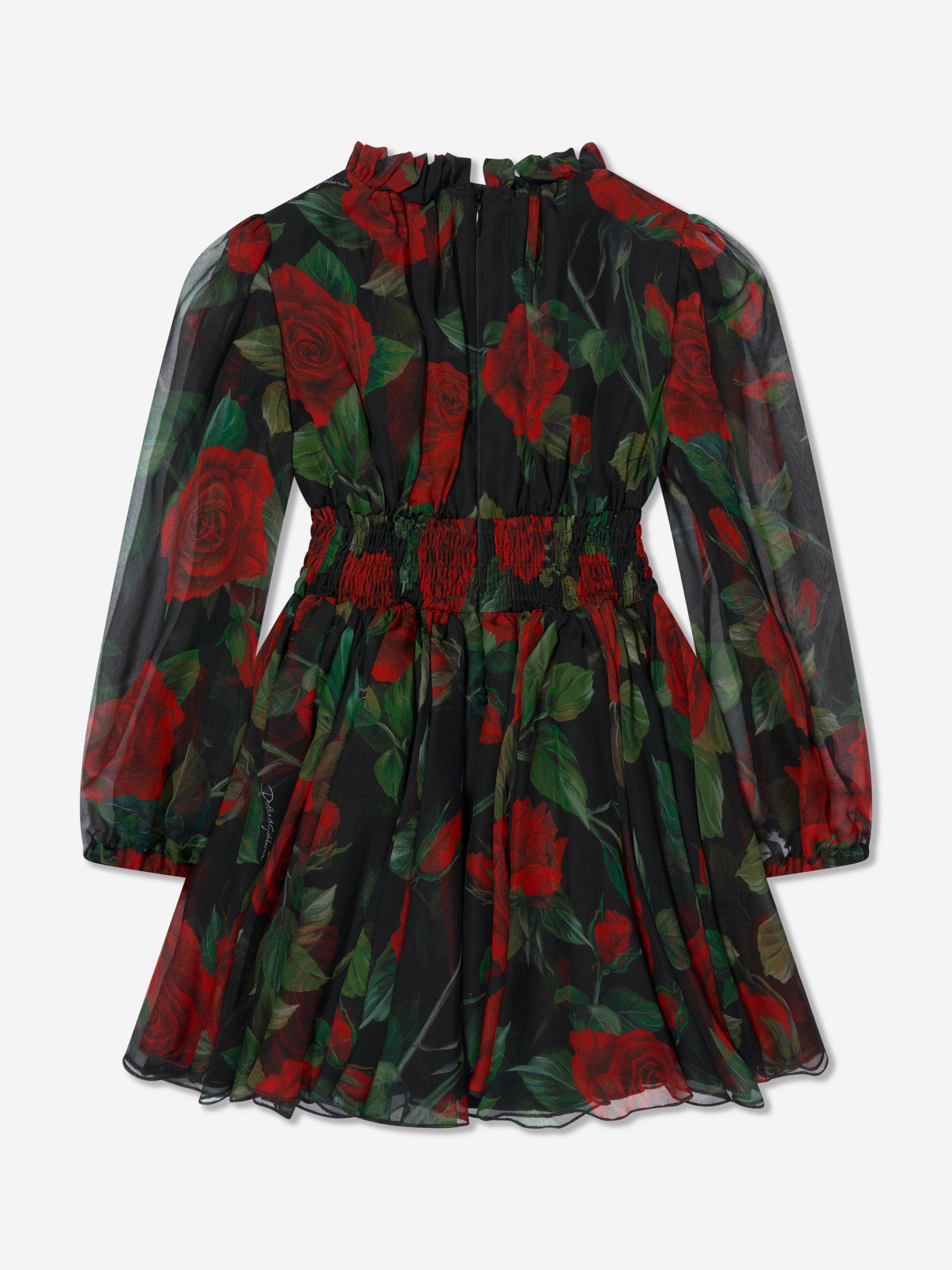 Dolce & Gabbana Girls Tulle Rose Dress in Black