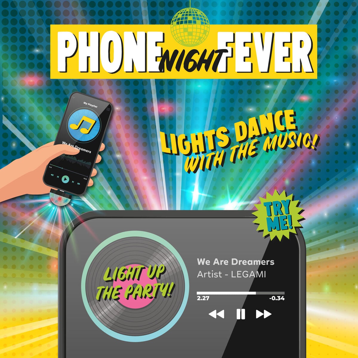 Legami - Mini Disco Ball Light - Phone Night Fever