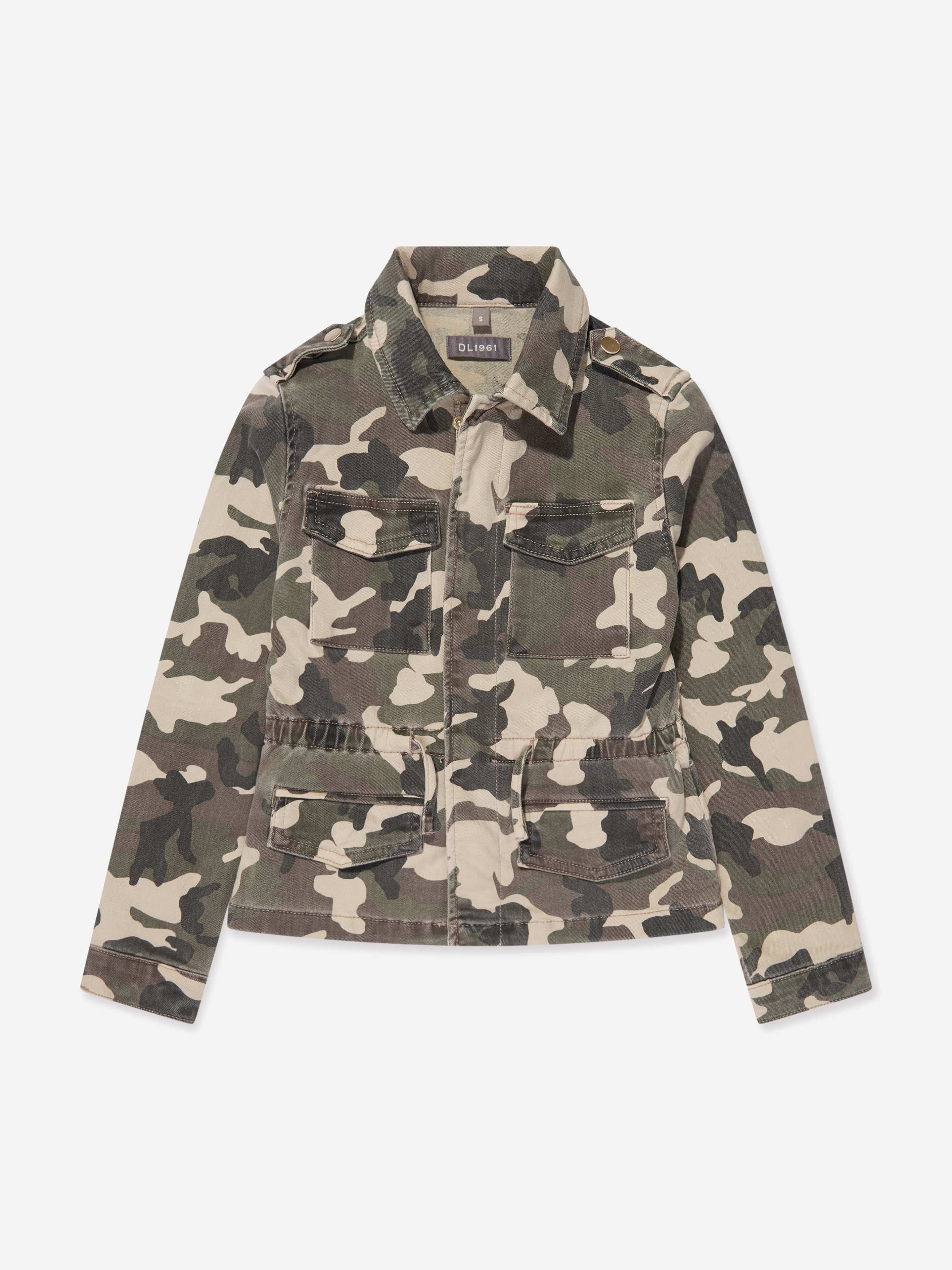 DL1961 Girls Rocco Camouflage Jacket in Green