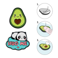 Legami - Set of 2 Panda + Avocado Metal Stickers - Cutie