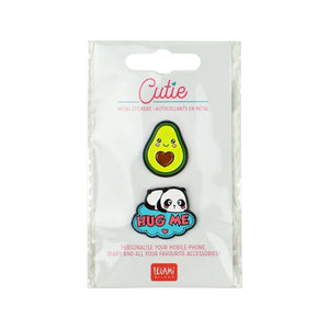 Legami - Set of 2 Panda + Avocado Metal Stickers - Cutie