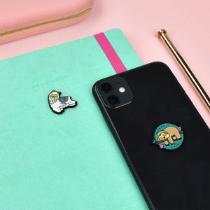 Legami - Set of 2 Llama + Sloth Metal Stickers - Cutie