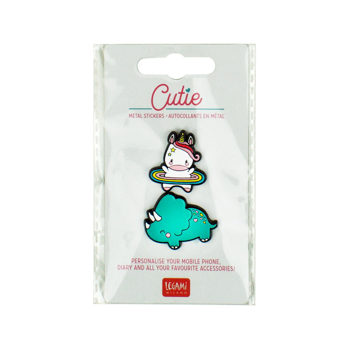 Legami - Set 2 Unicorn + Rhino Metal Stickers - Cutie