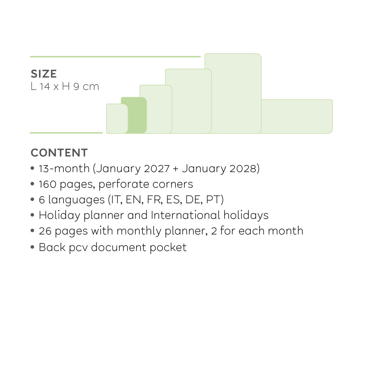Legami - 13-Month Küçük Horizontal Weekly Günlük 2027 - Black Suit