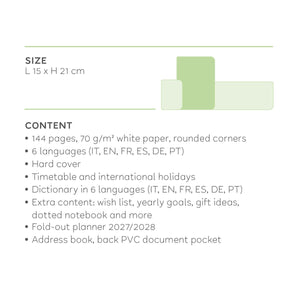 Legami - 12-Month Büyük Spiral-Bound Weekly Günlük 2027 - Croissant