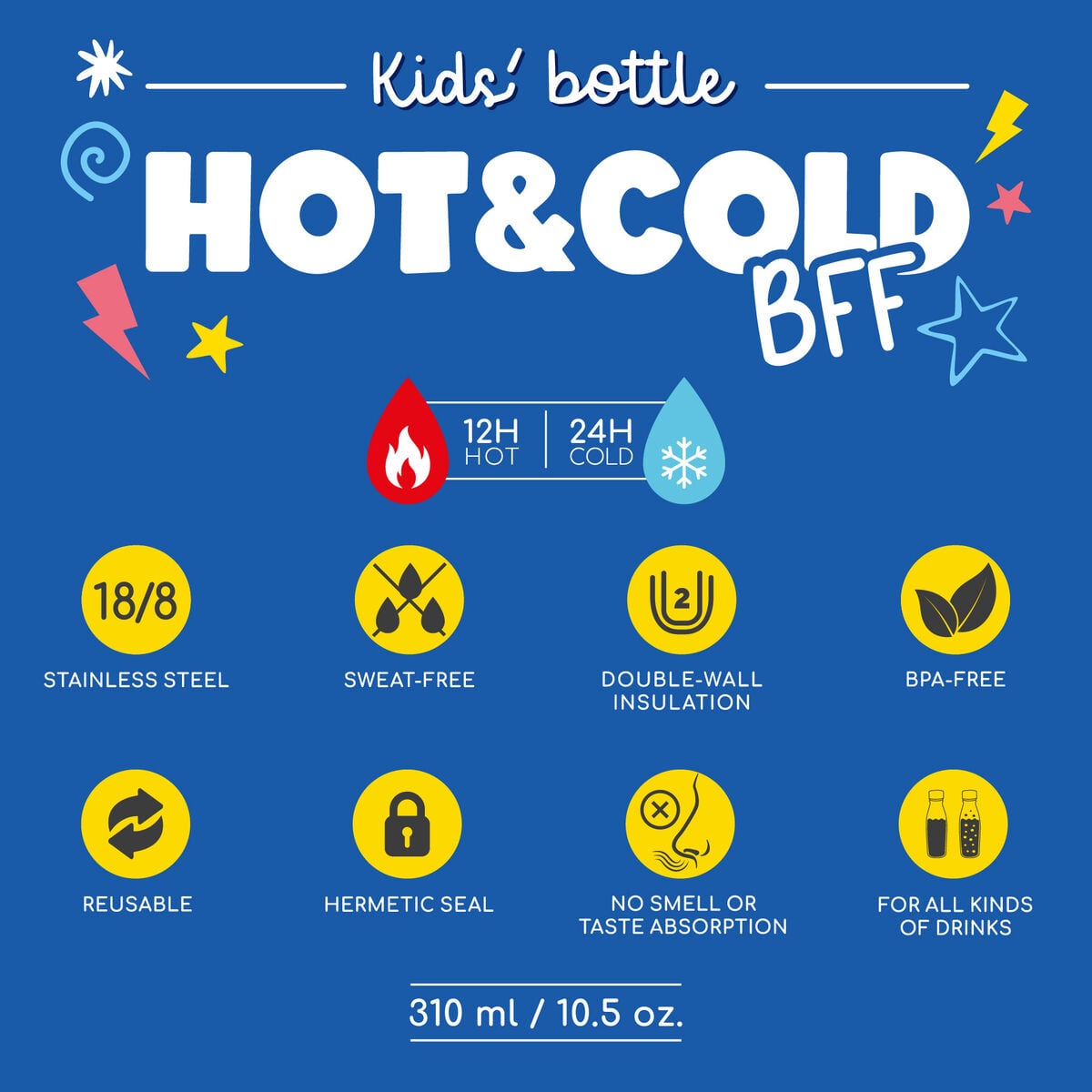 Legami - Vacuum Bottle for Kids - Monster - Hot&amp;Cold BFF