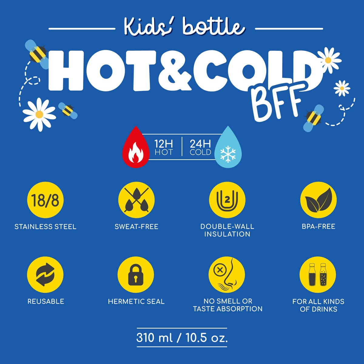 Legami - Vacuum Bottle for Kids - Teddy - Hot&amp;Cold BFF
