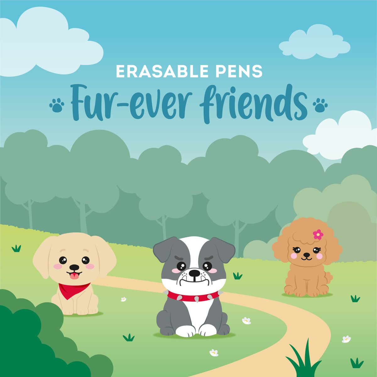 Legami - 3-piece Set Erasable Pens - Fur-ever Friends