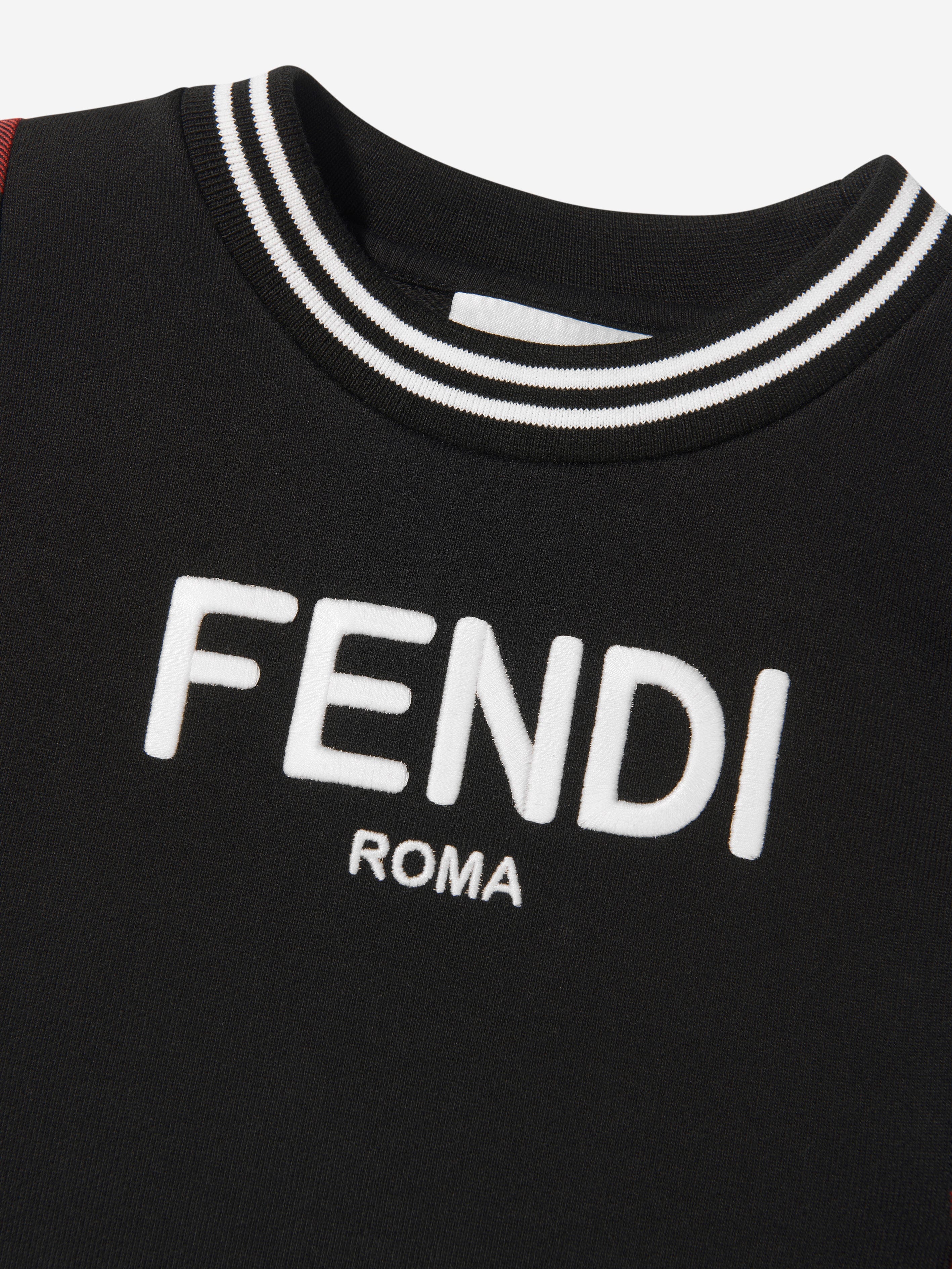 Fendi Girls Checked A-Line Dress in Black