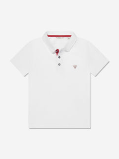 Guess Boys Logo Polo Shirt in White