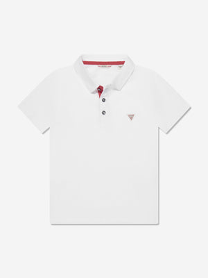 Guess Boys Logo Polo Shirt in White