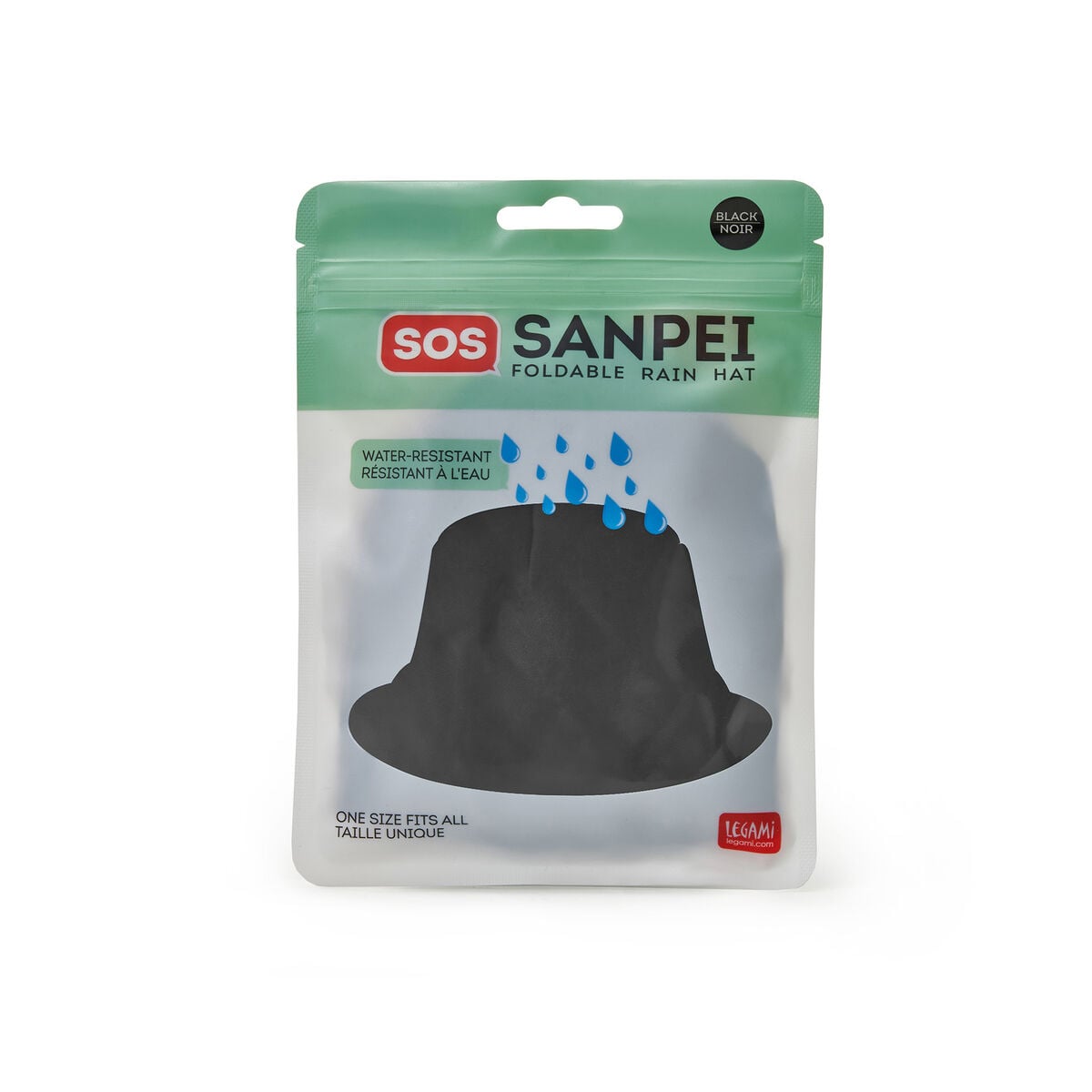 Legami - Black Foldable Rain Hat - SOS Sanpei