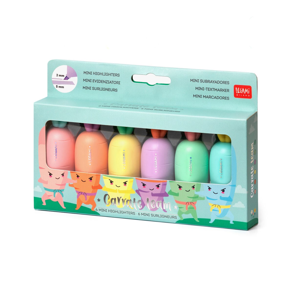 Legami - Set of 6 Mini Highlighters - Carrate Team
