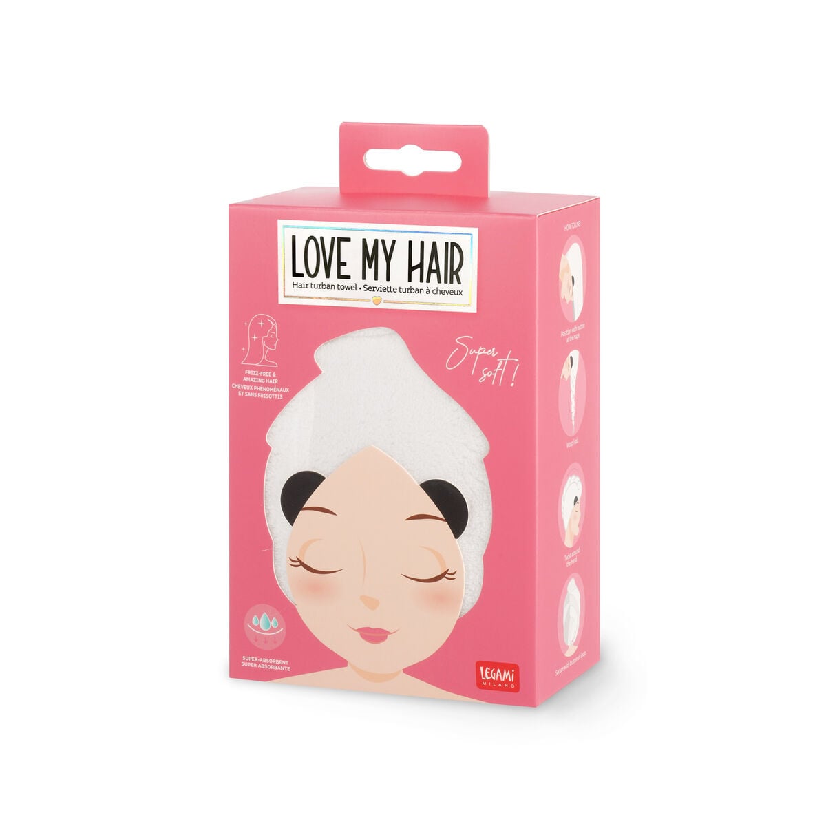 Legami - Panda Hair Turban Towel - Love My Hair