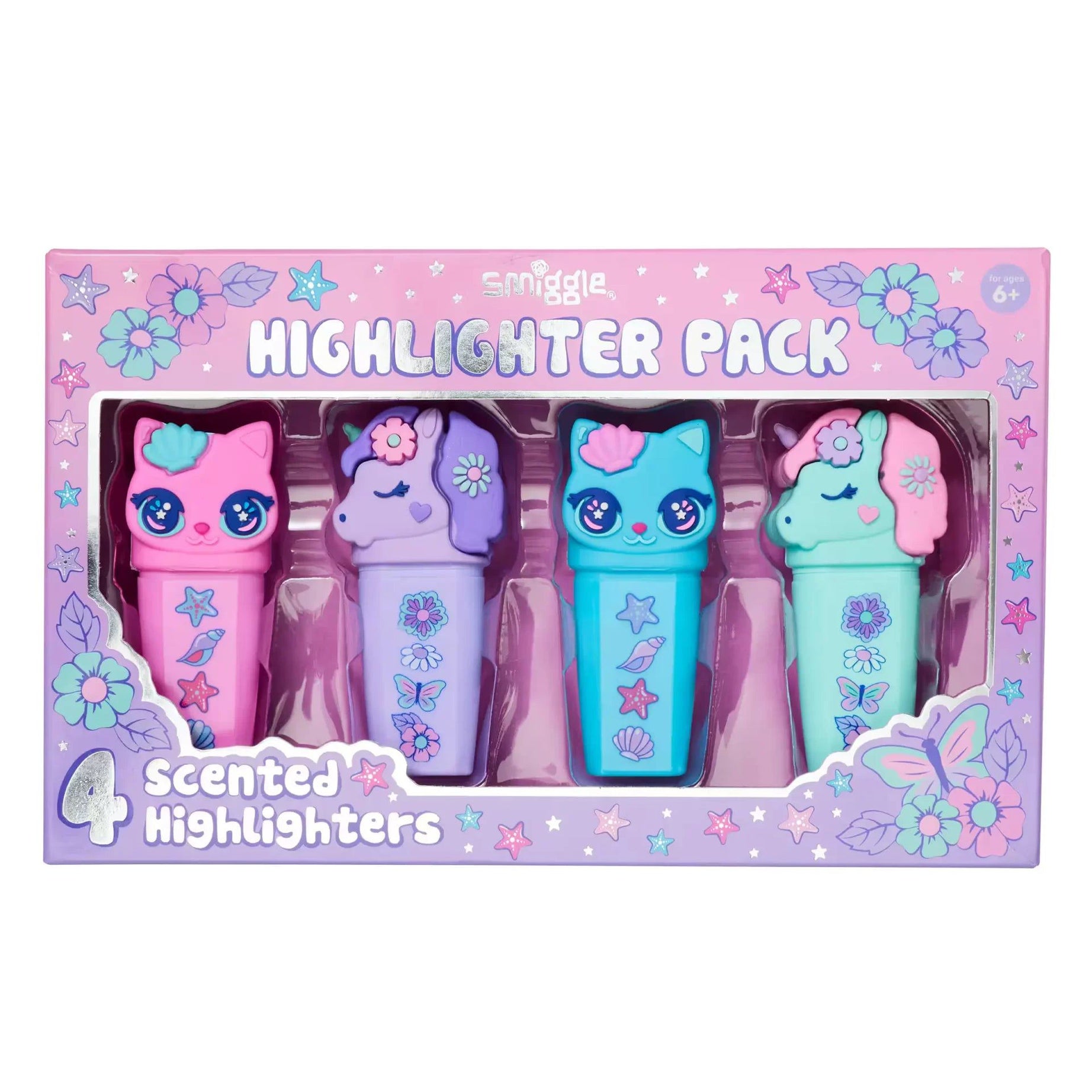 Smiggle - Hi There Fosforlu Kalem Paketi X4-Dinossi