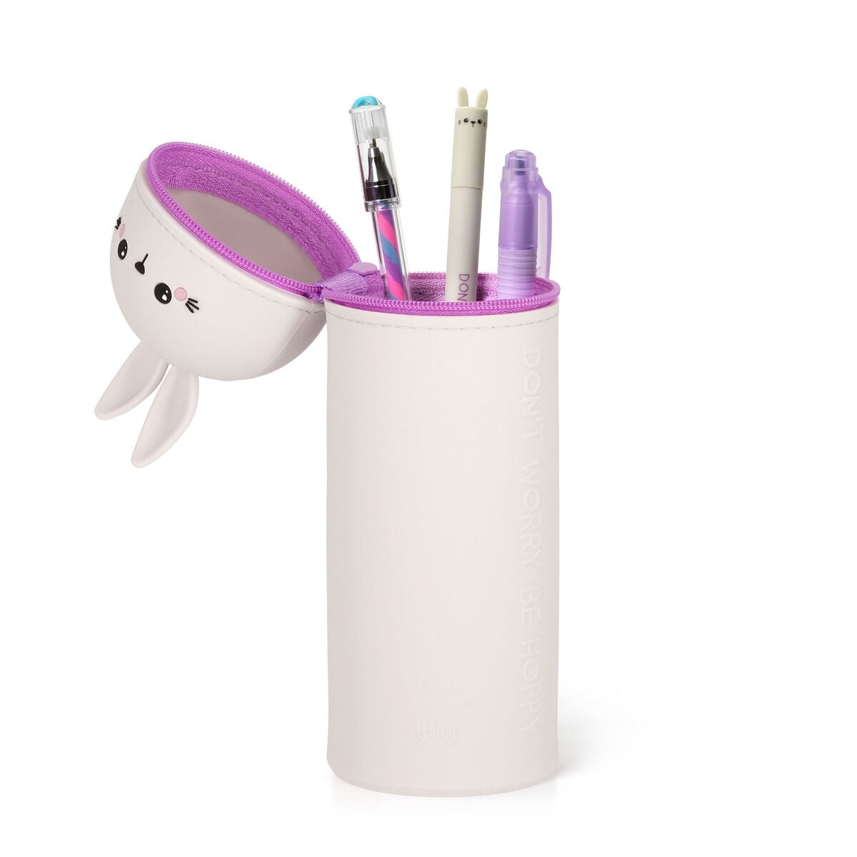 Legami - Rabbit "Don't Worry Be Hoppy" 2-in-1 Silicone Pencil Case - Kawaii
