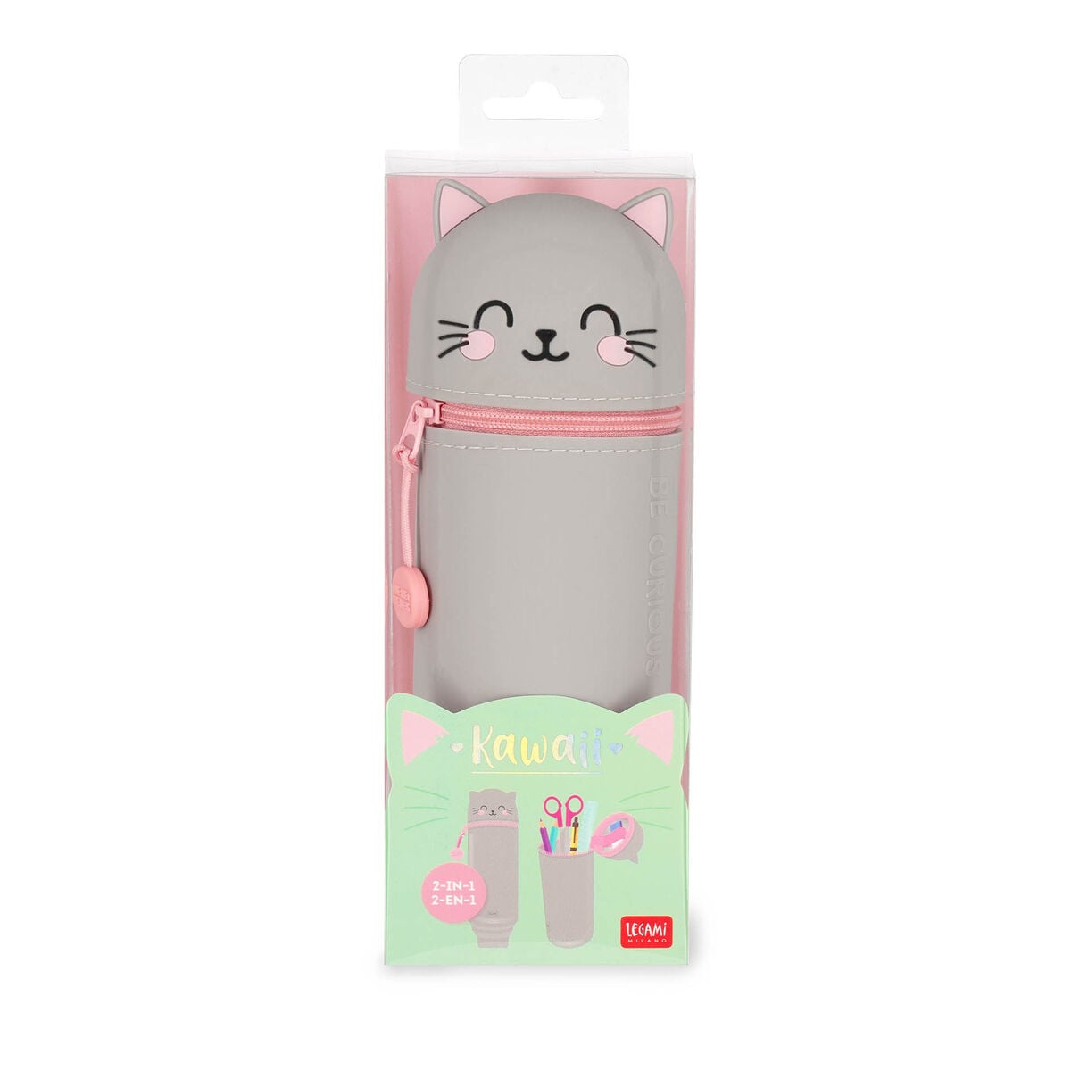 Legami - Kitty "Be Curious" 2-in-1 Silicone Kalem Kutu - Kawaii