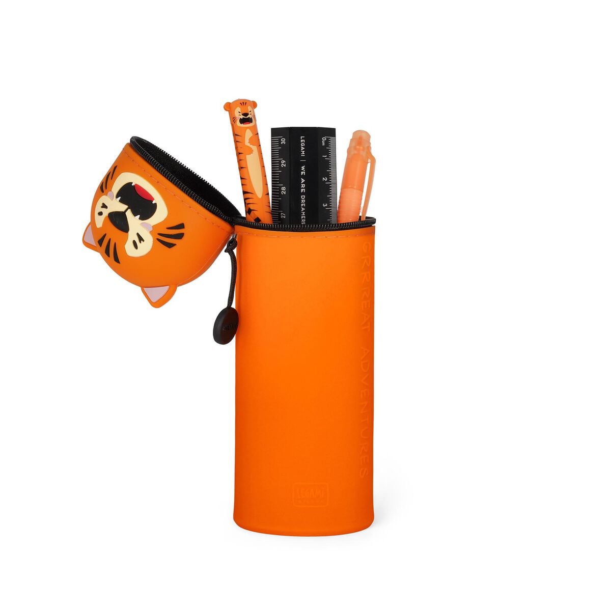 Legami - Tiger "Grrreat Adventures" 2-in-1 Silicone Pencil Case - Kawaii