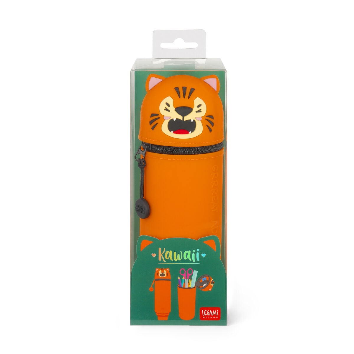 Legami - Tiger "Grrreat Adventures" 2-in-1 Silicone Pencil Case - Kawaii