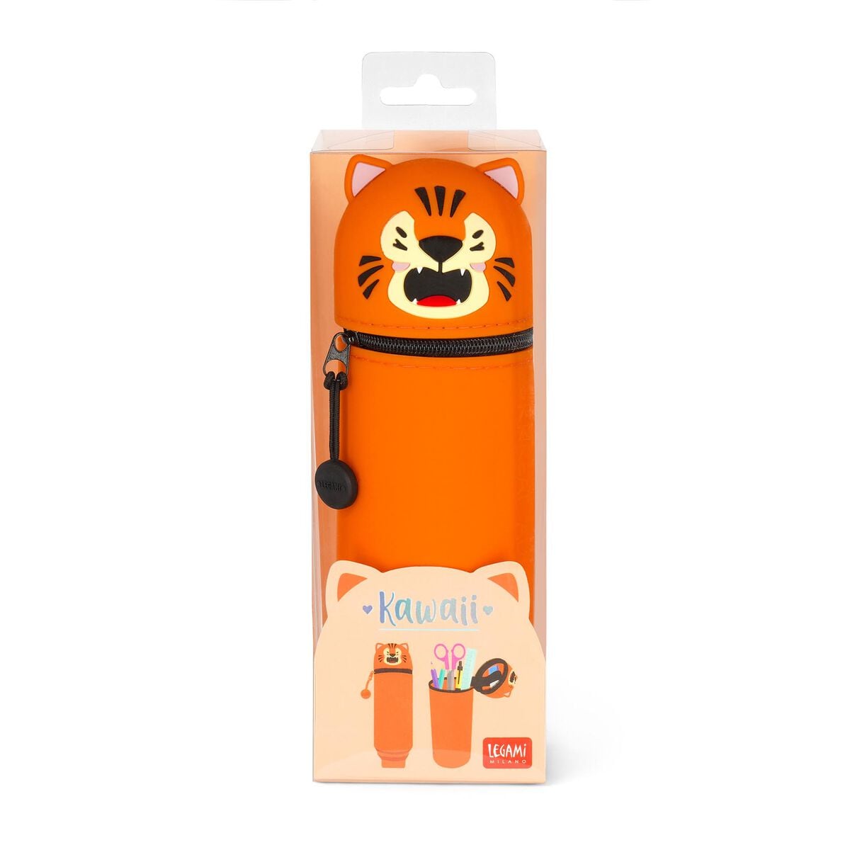 Legami - Tiger "Grrreat Adventures" 2-in-1 Silicone Pencil Case - Kawaii
