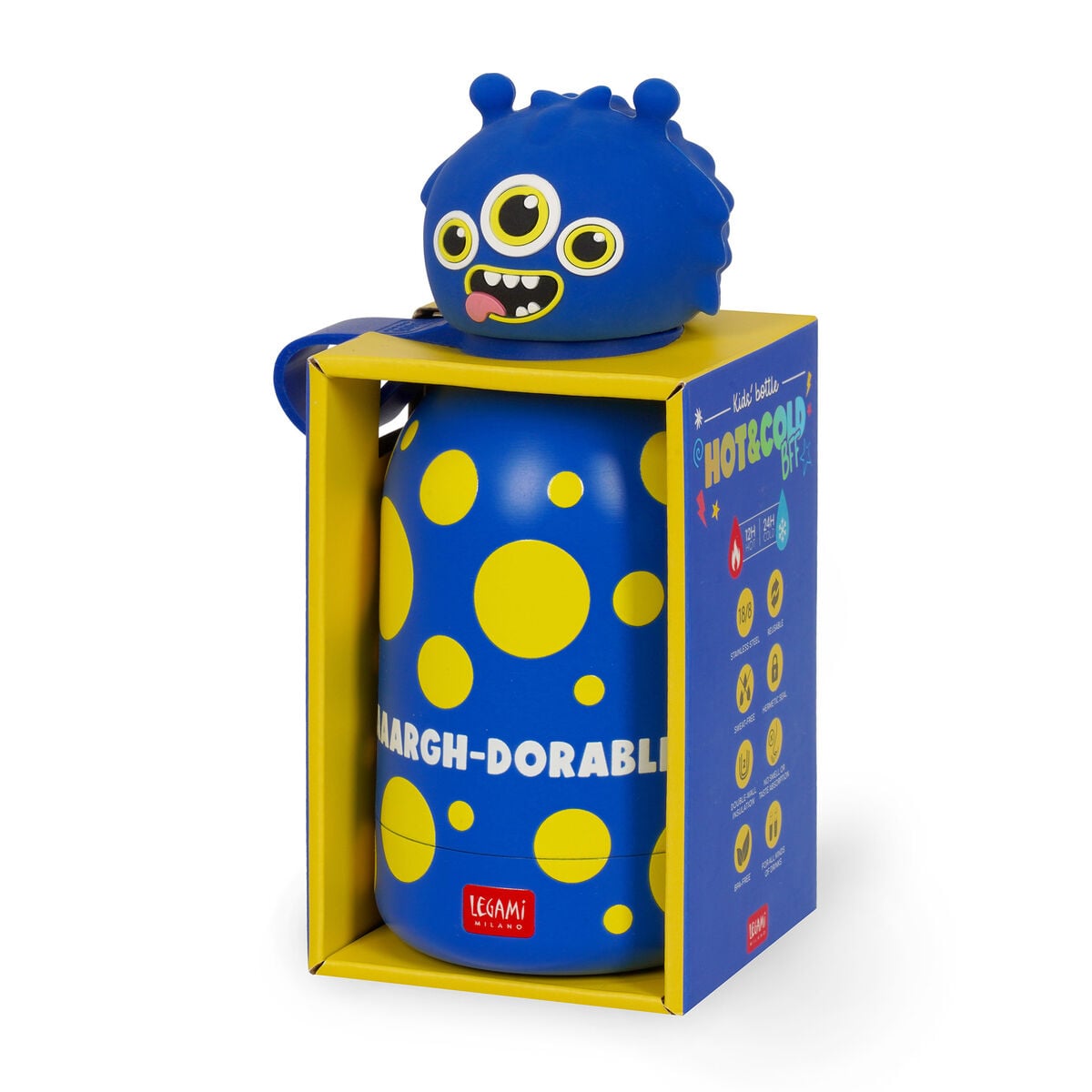 Legami - Vacuum Bottle for Kids - Monster - Hot&amp;Cold BFF