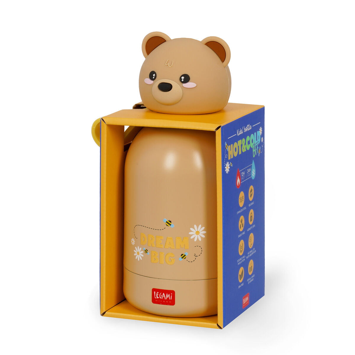 Legami - Vacuum Bottle for Kids - Teddy - Hot&amp;Cold BFF