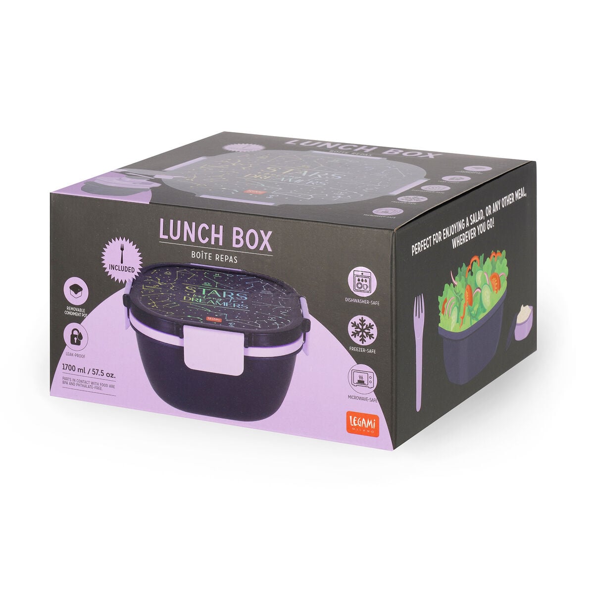 Legami - 1700 ml Bento Lunch Box - Stars - Bento Lunch Box