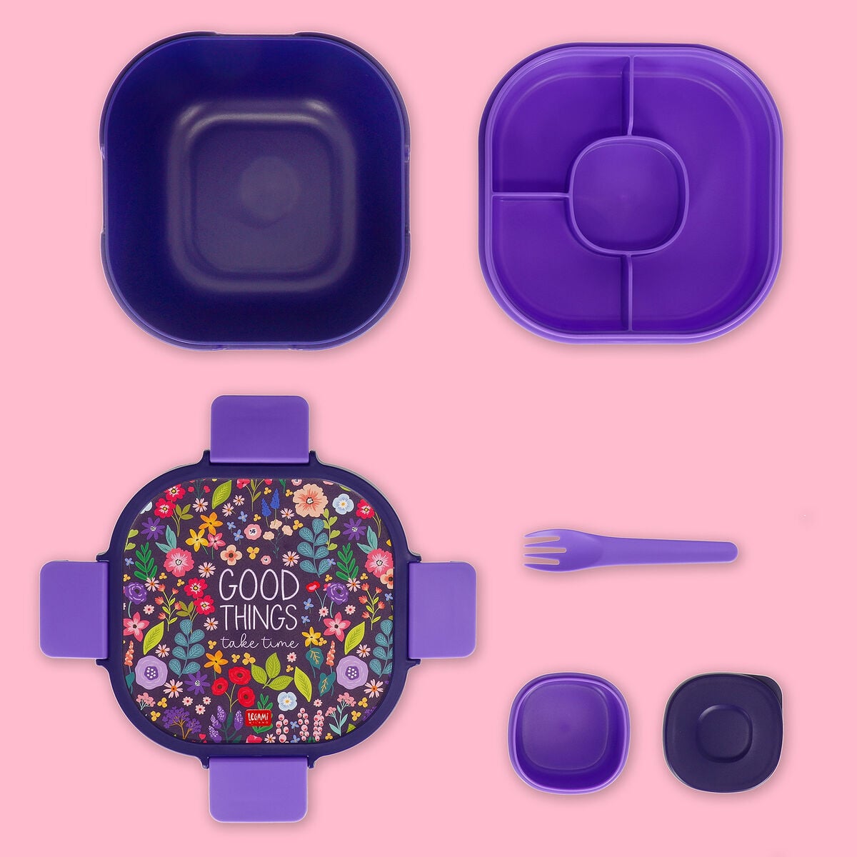 Legami - 1700 ml Bento Lunch Box - Flowers - Bento Lunch Box